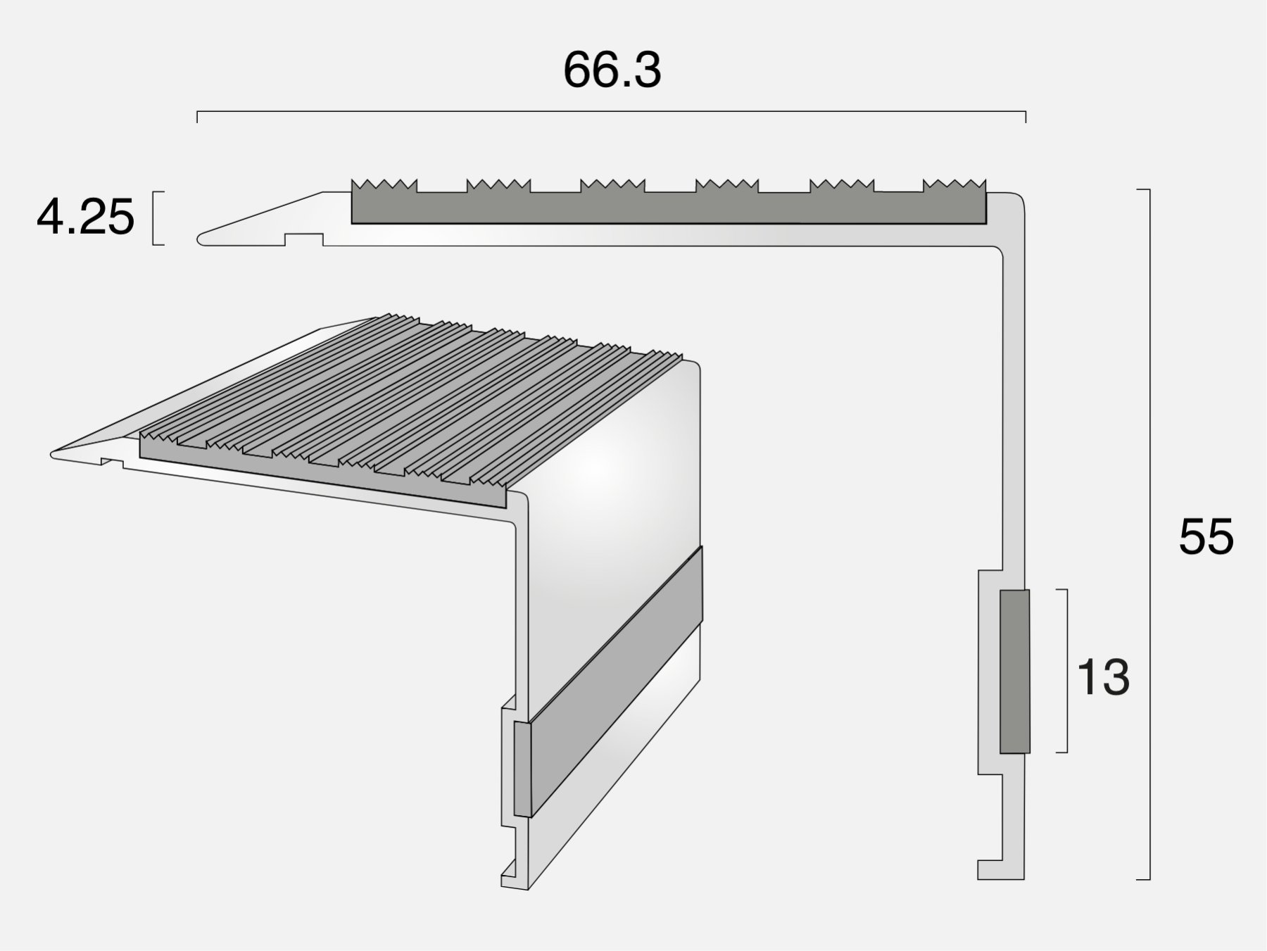 AN15/55/13 Square Back Stair Nosing