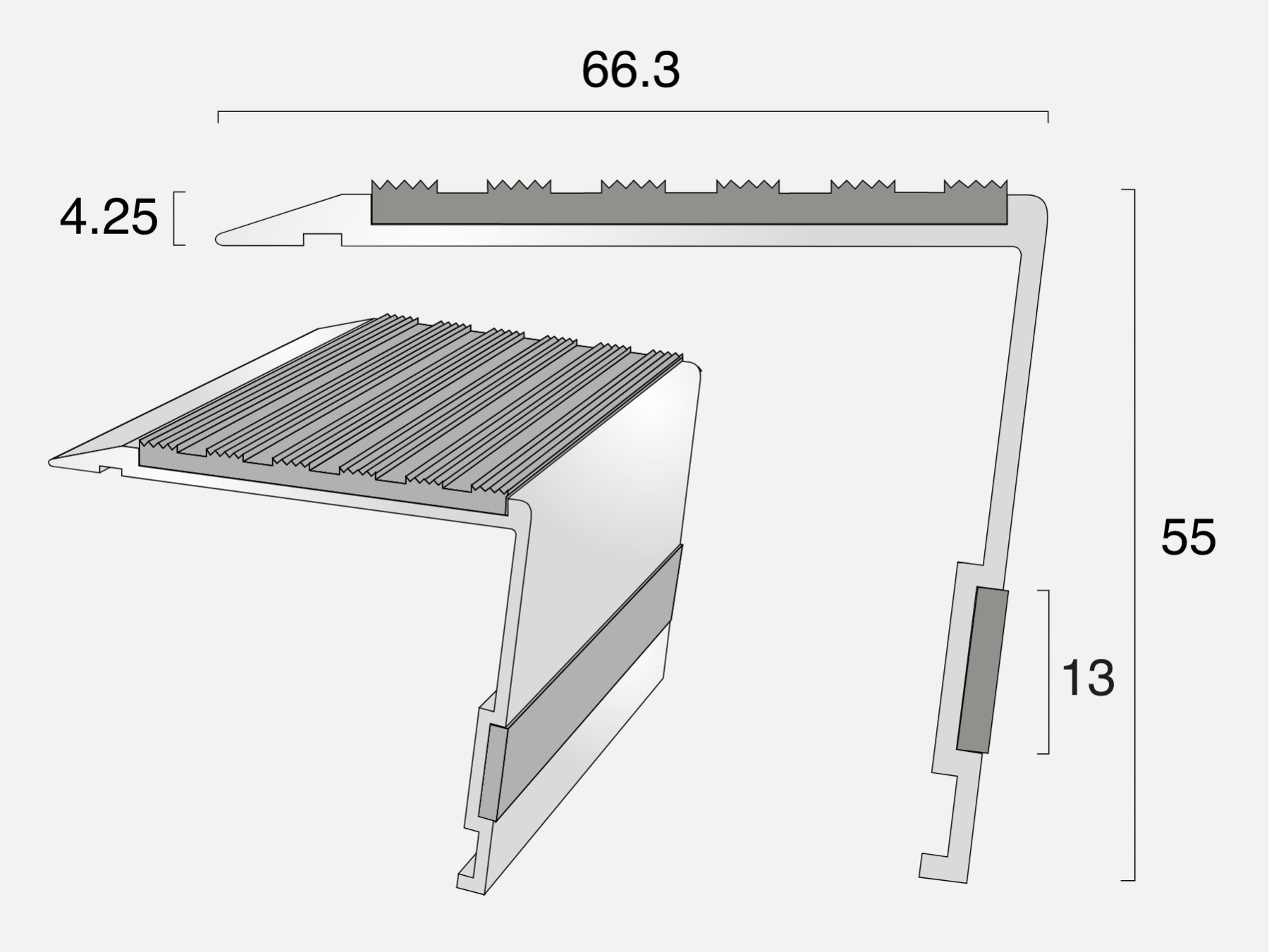 AN15/55/13R Rake Back Stair Nosing