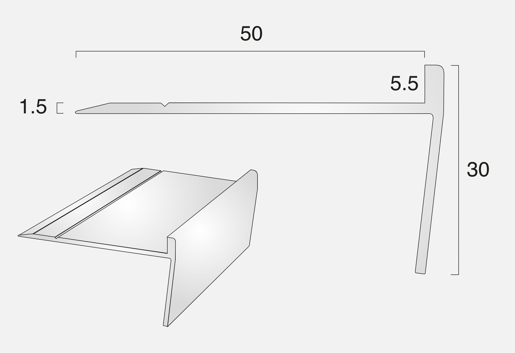 AN20R/5.5 Rake Back 2500mm Stair Nosing