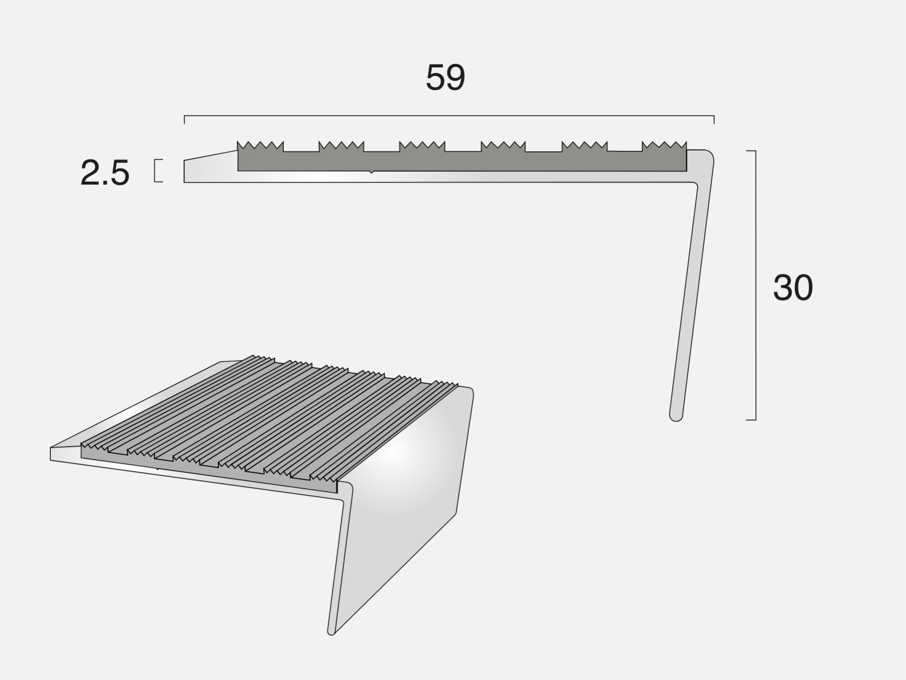 AN59R/SL Rake Back Ramped Edge Stair Nosing