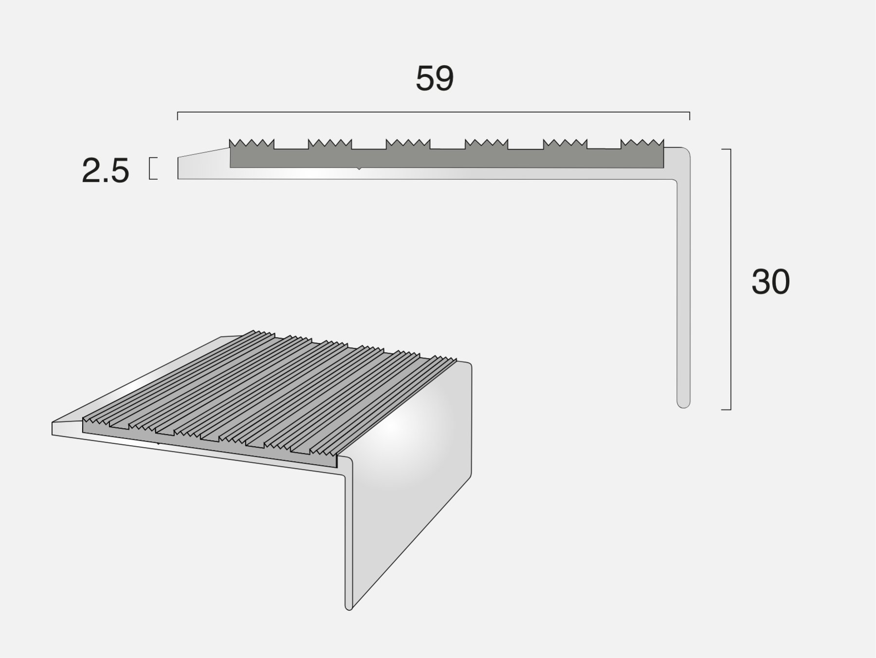 AN59/SL Square Back Ramped Edge Stair Nosing