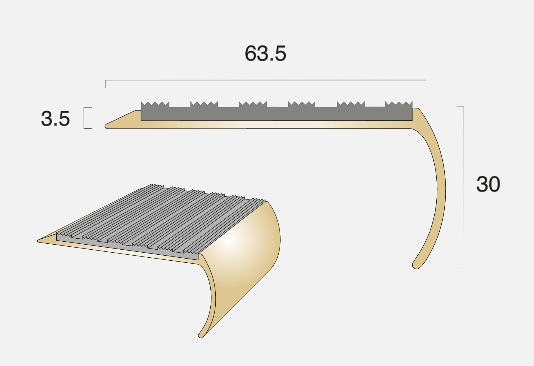 BN14 Bullnose Ramped Edge Stair Nosing