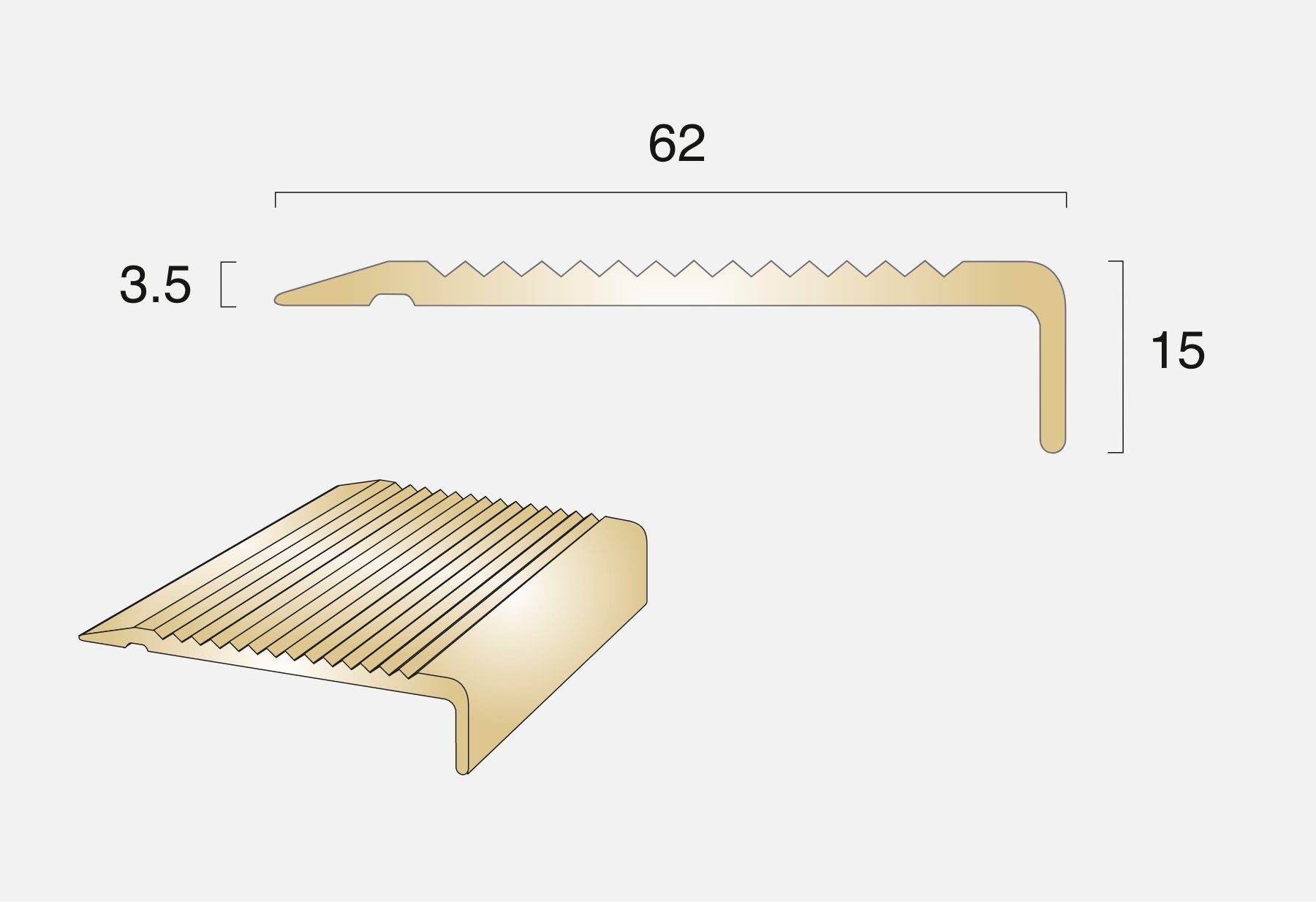 BN1SLR15 Square Back Ramped Edge Stair Nosing