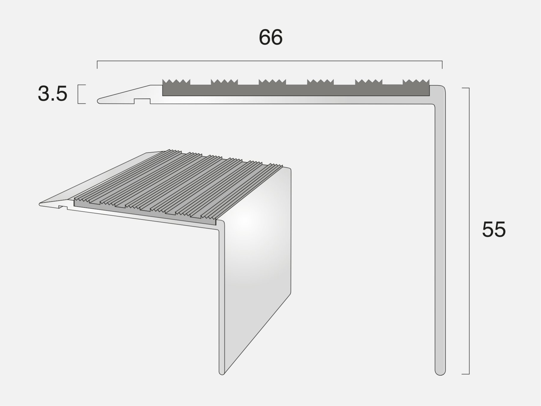 AN15/55 Square Back Stair Nosing