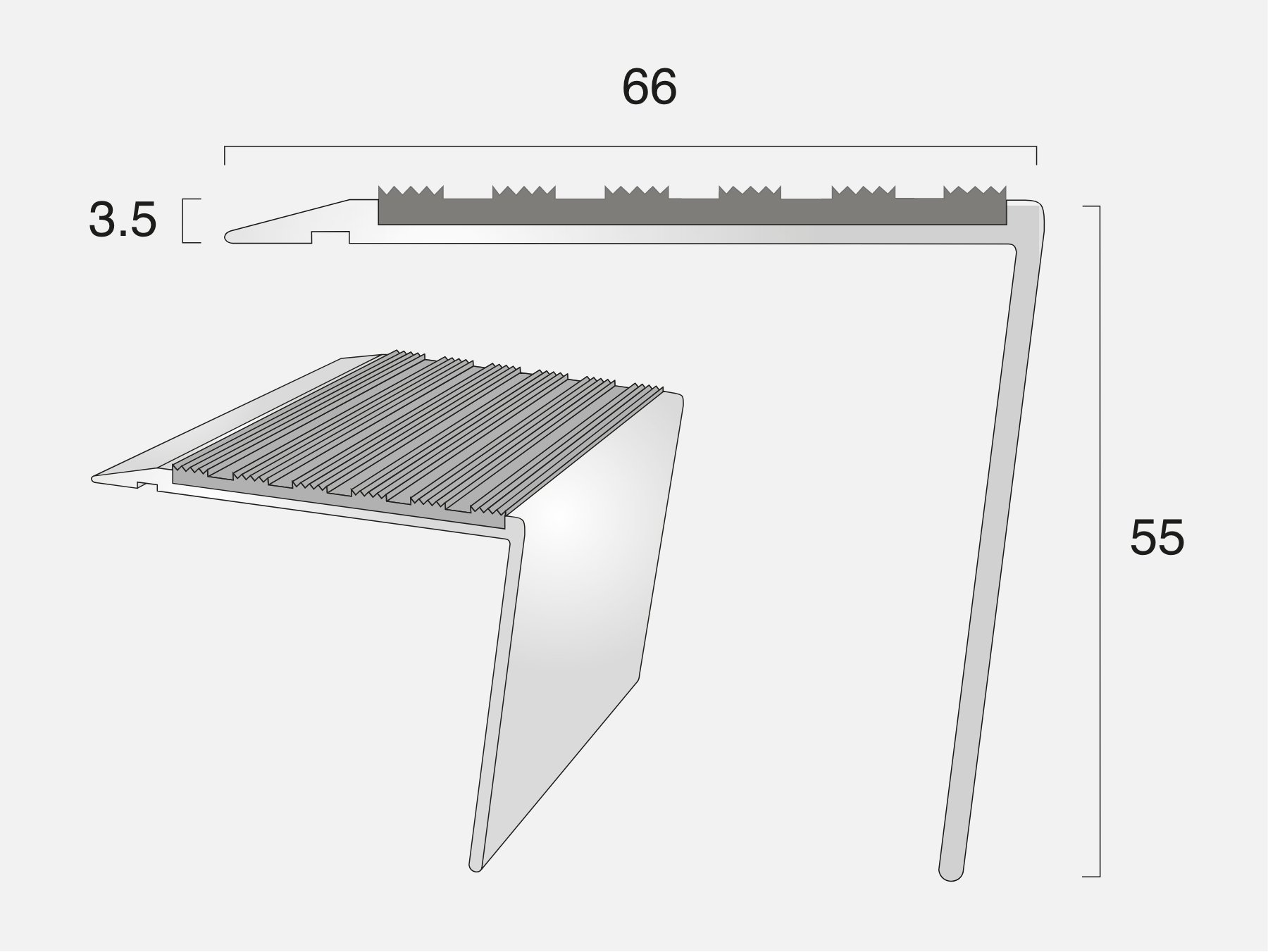 AN15/55R Rake Back Stair Nosing