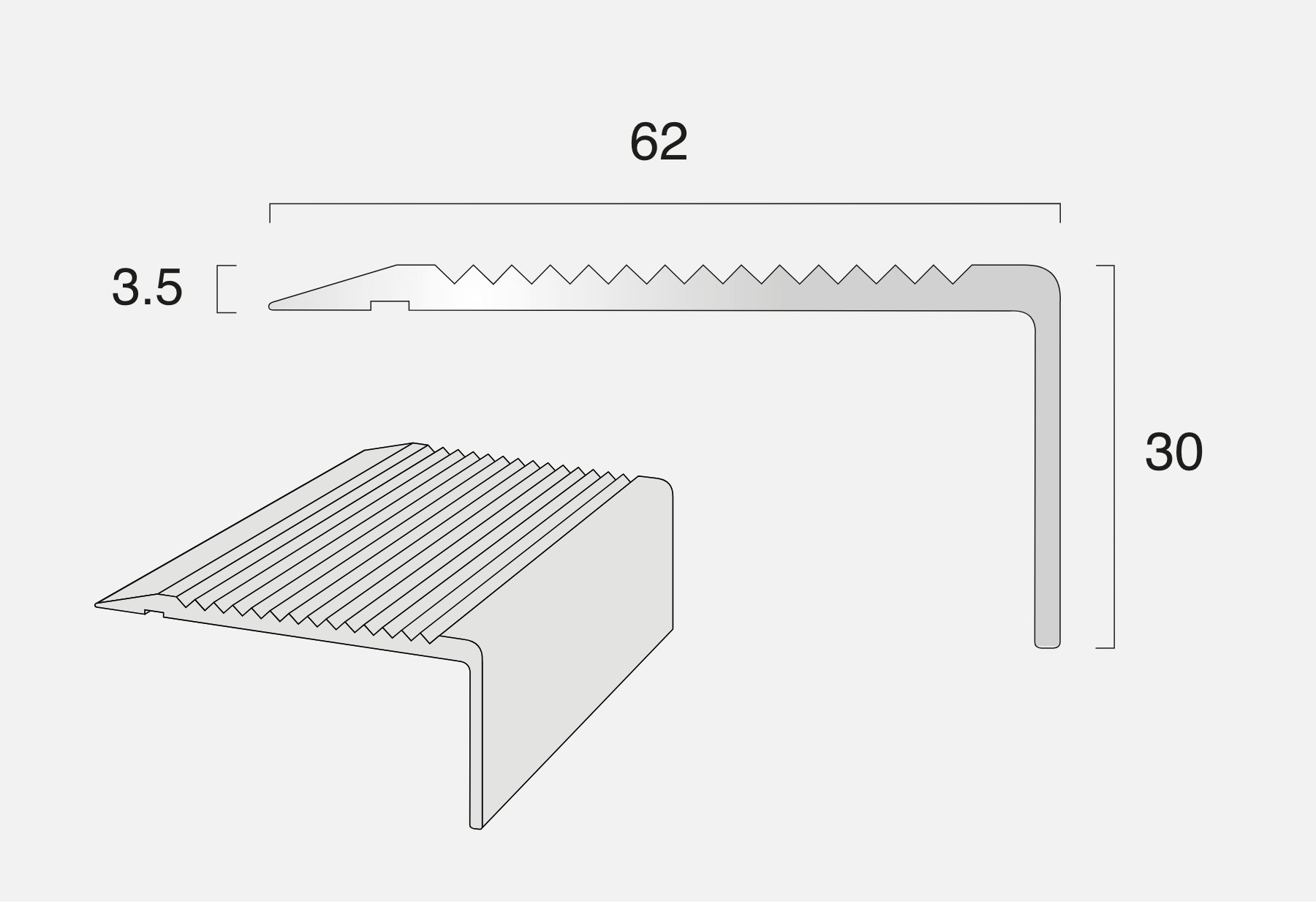 AN1SLR Square Back Stair Nosing