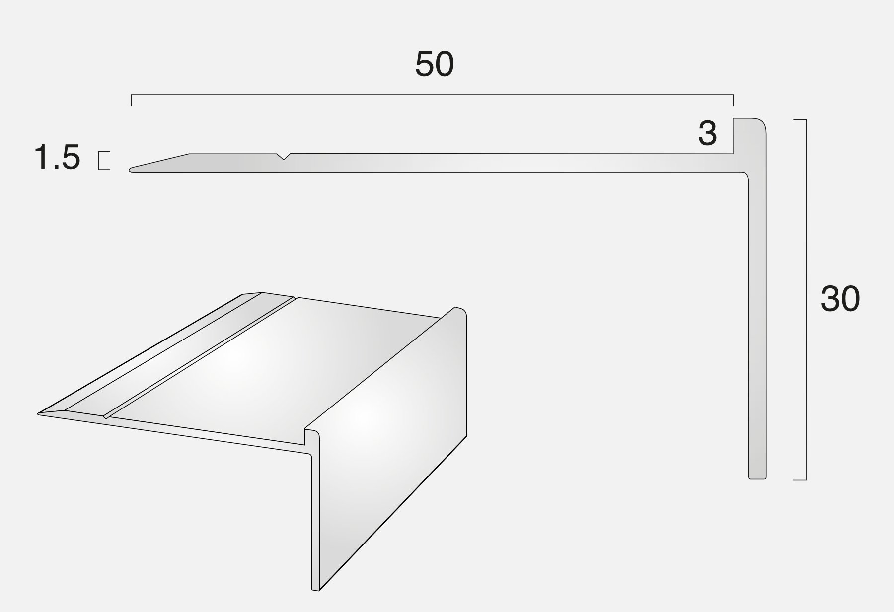 AN20/3 Square Back 2750mm Stair Nosing