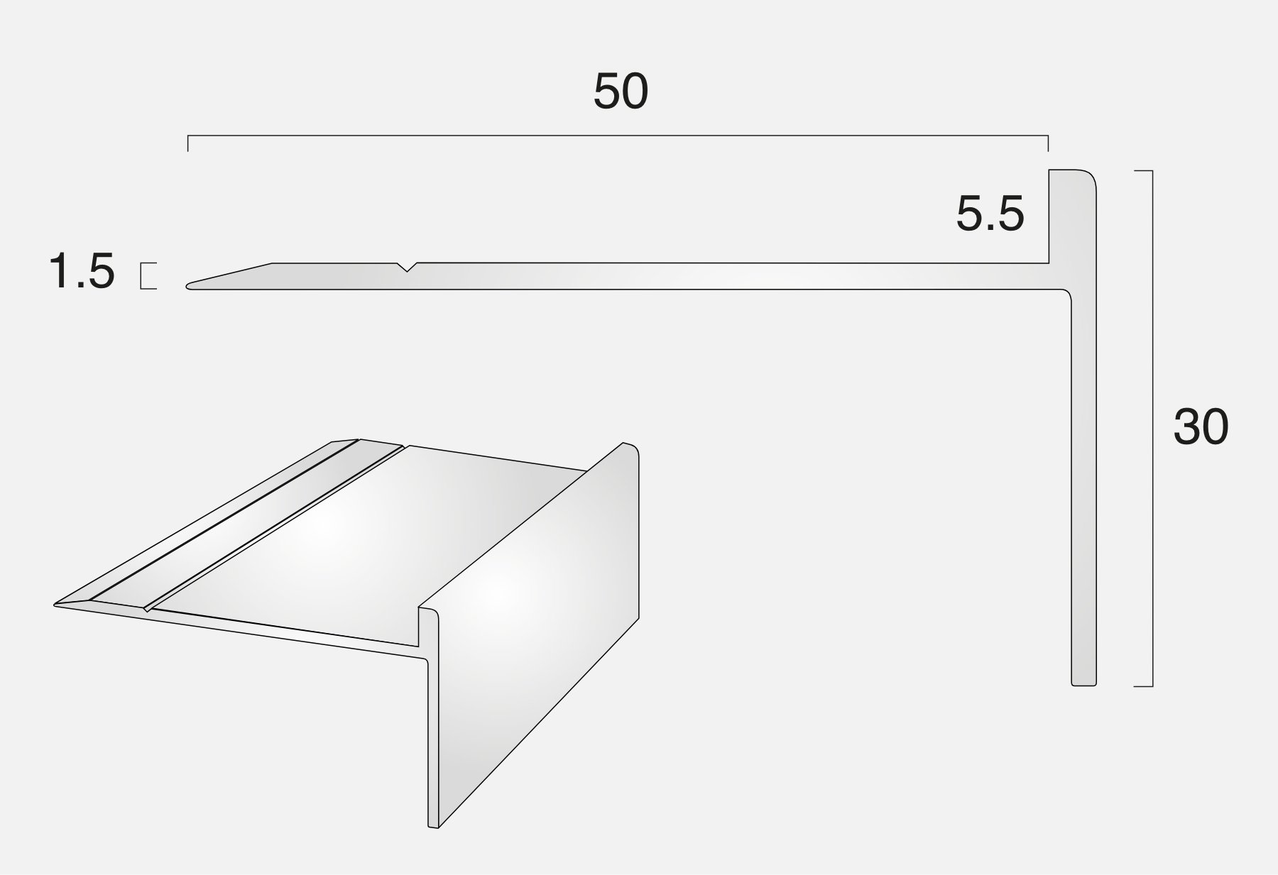 AN20/5.5 Square Back 2750mm Stair Nosing