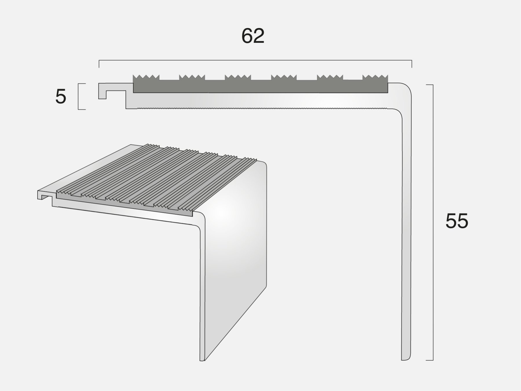 AN51/55 Square Back Stair Nosing