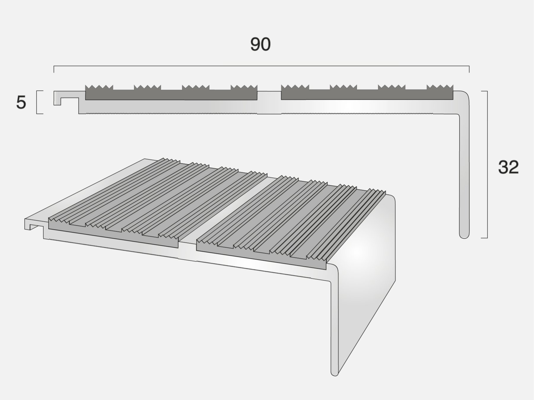 AN52 Square Back Stair Nosing