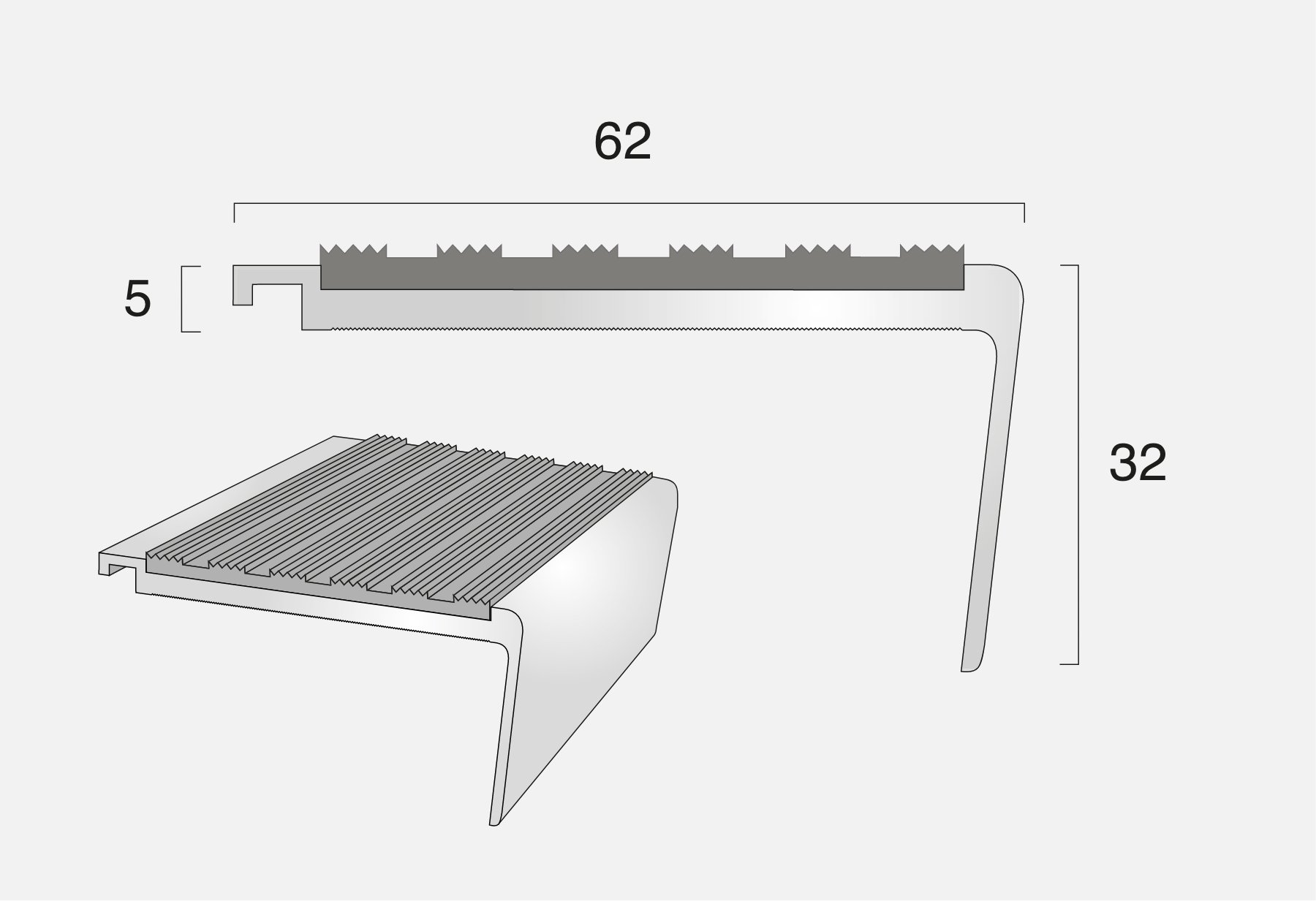 AN61 Rake Back Stair Nosing