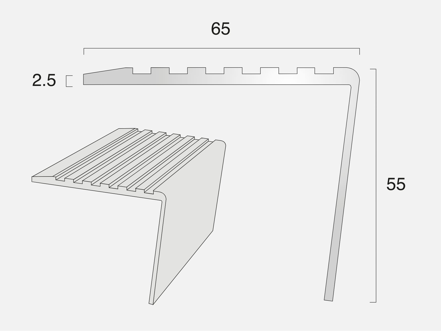 AN6R Rake Back Stair Nosing