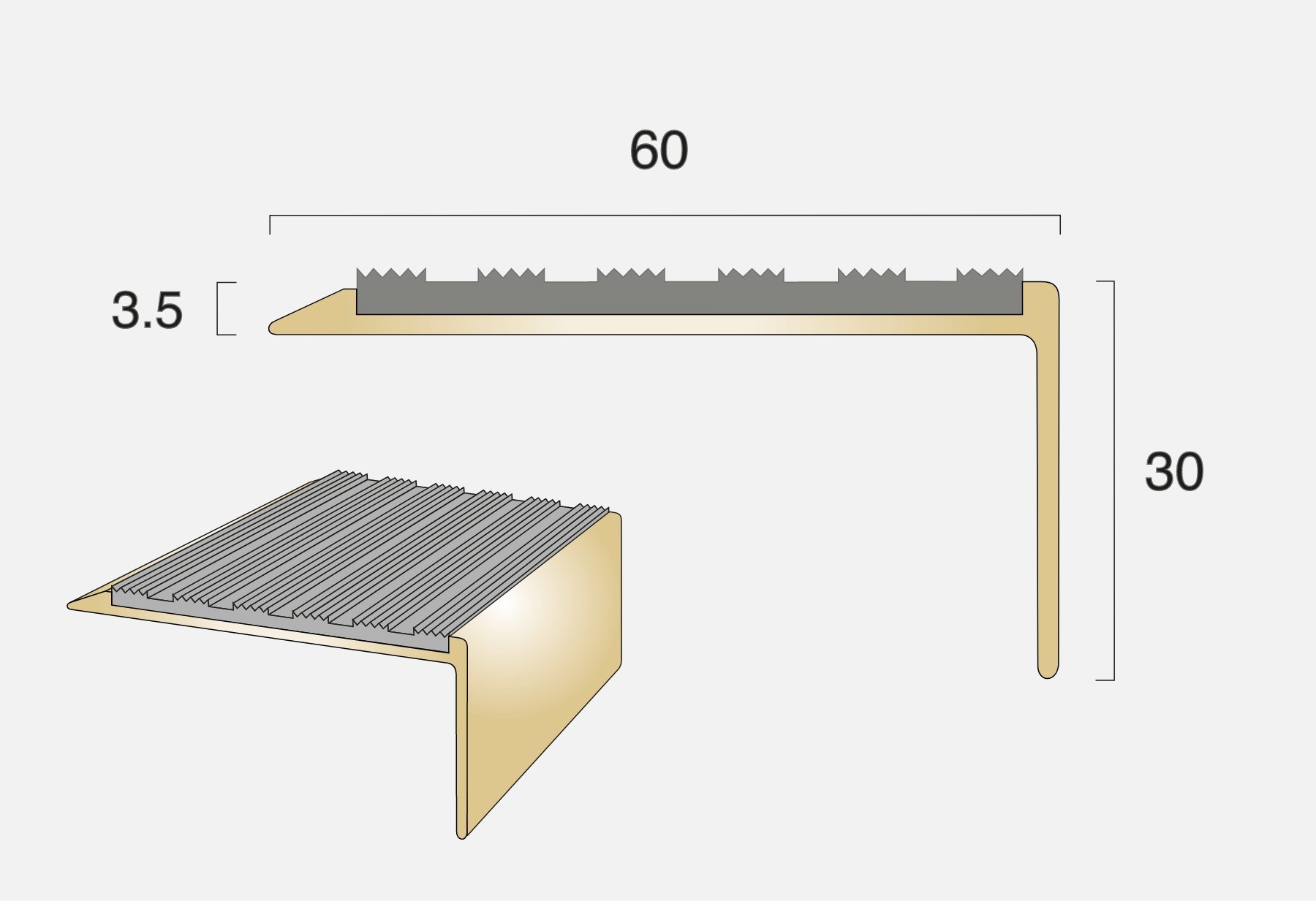 BN15 Square Back Ramped Edge Stair Nosing