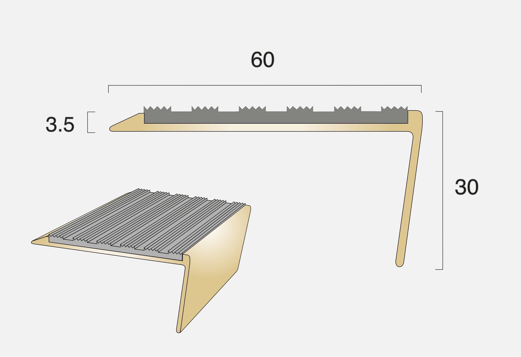 BN15R Rake Back Ramped Edge Stair Nosing