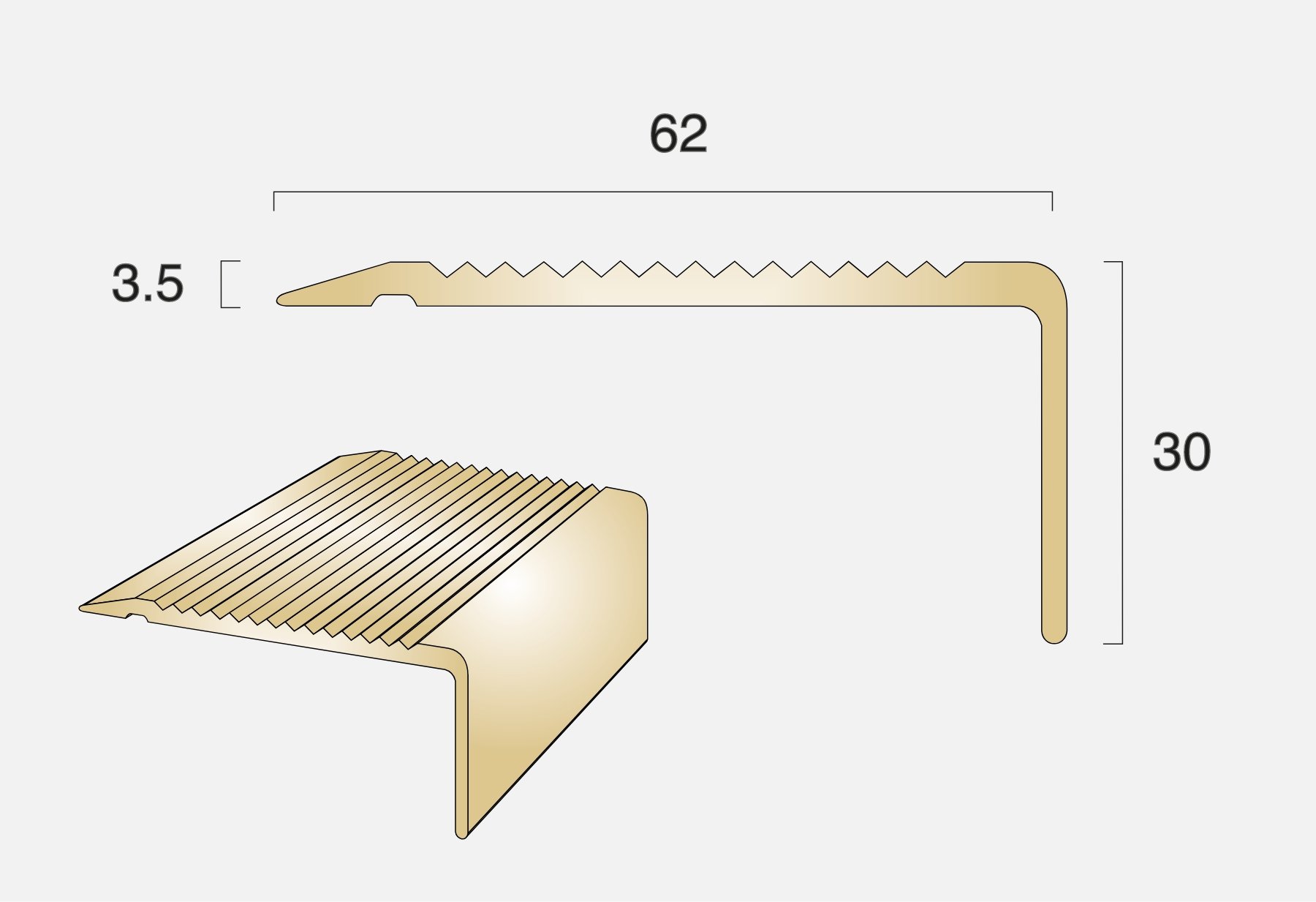 BN1SLR Square Back Ramped Edge Stair Nosing