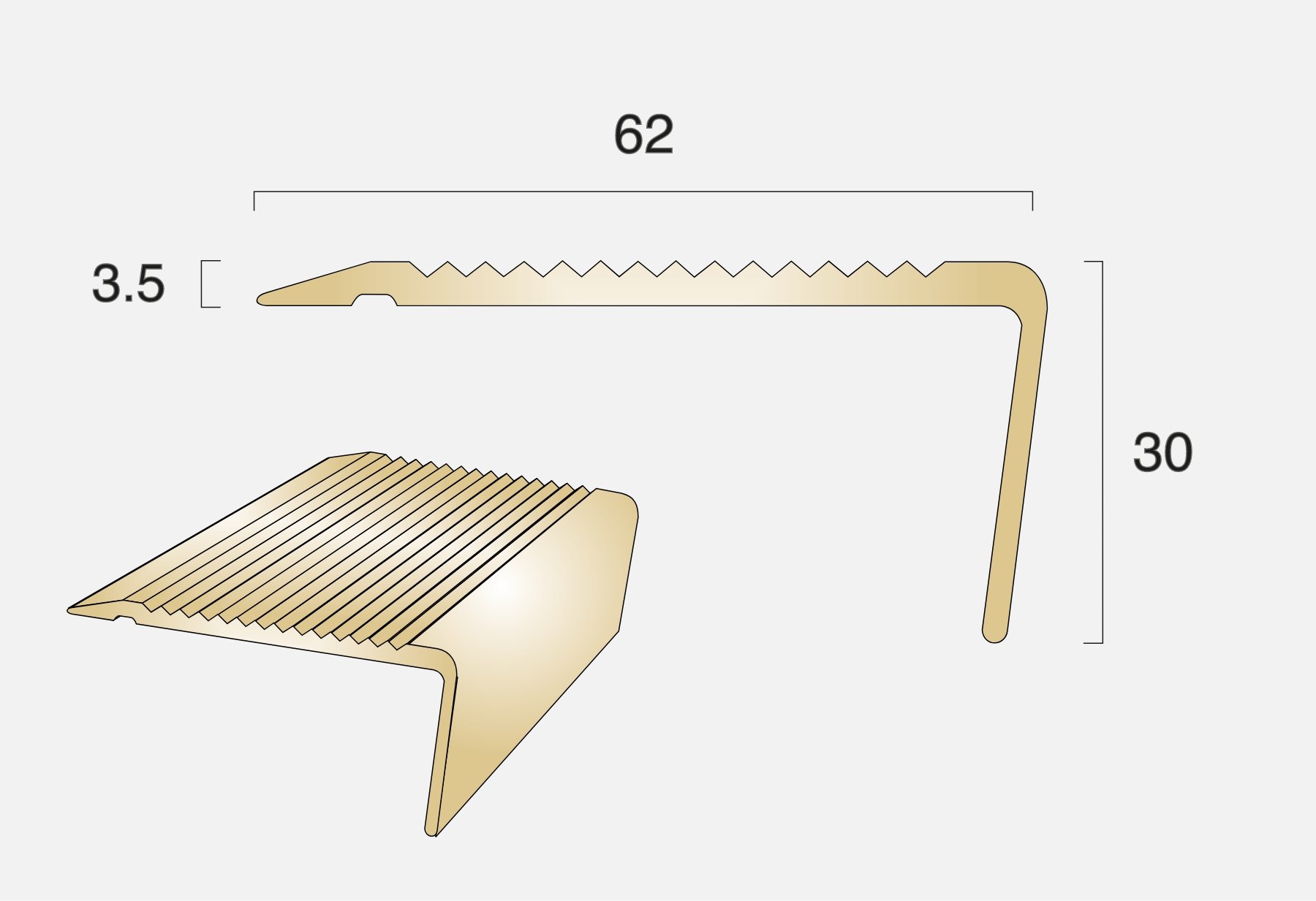 BN1SLR-R Rake Back Ramped Edge Stair Nosing