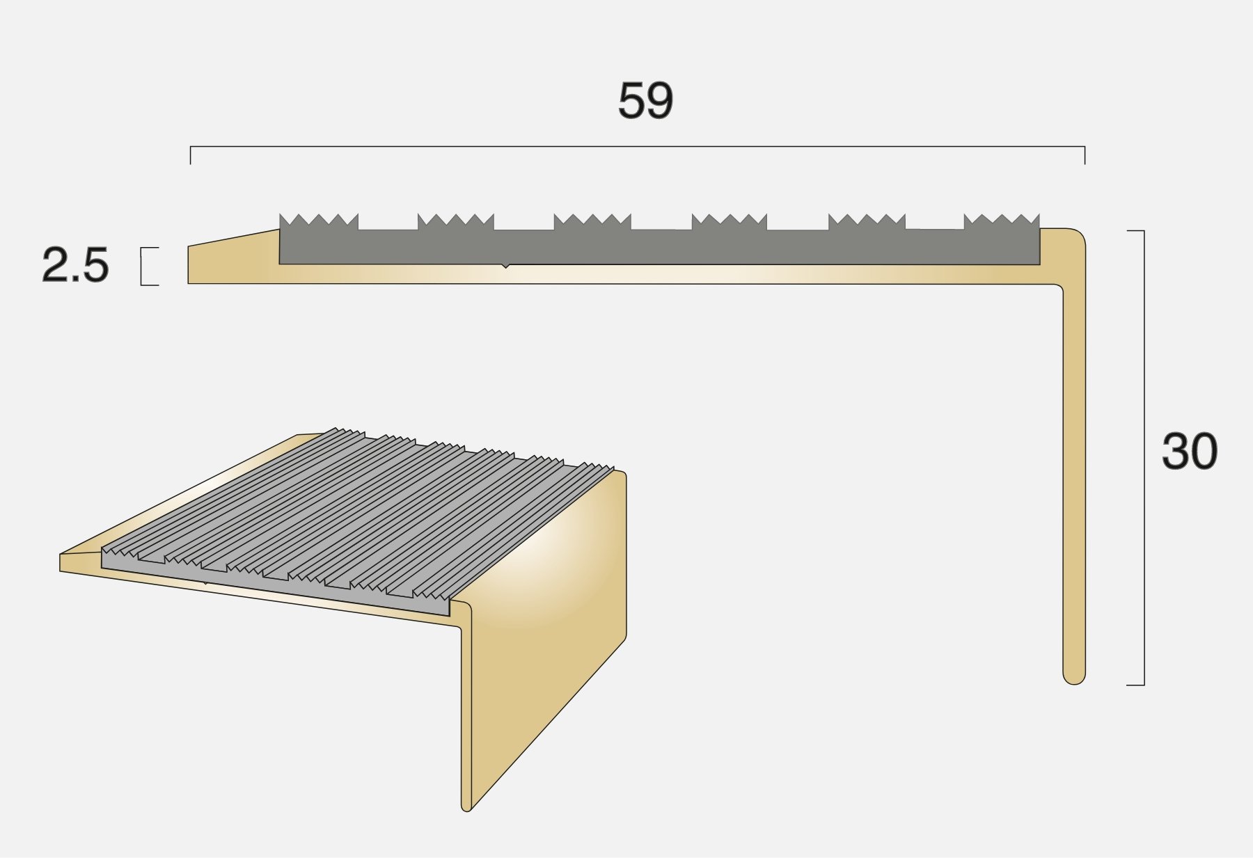 BN59/SL Square Back Ramped Edge Stair Nosing