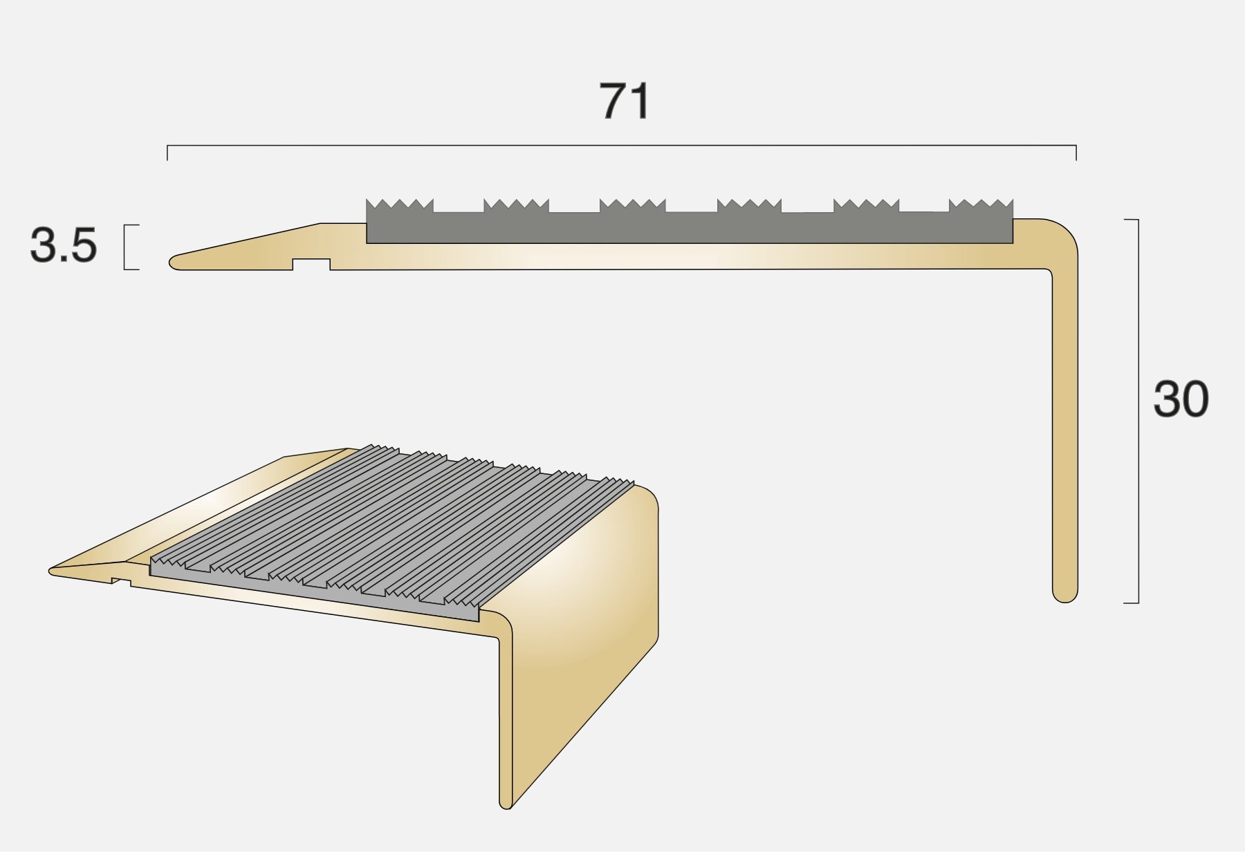 BN71SLR Square Back Ramped Edge Stair Nosing