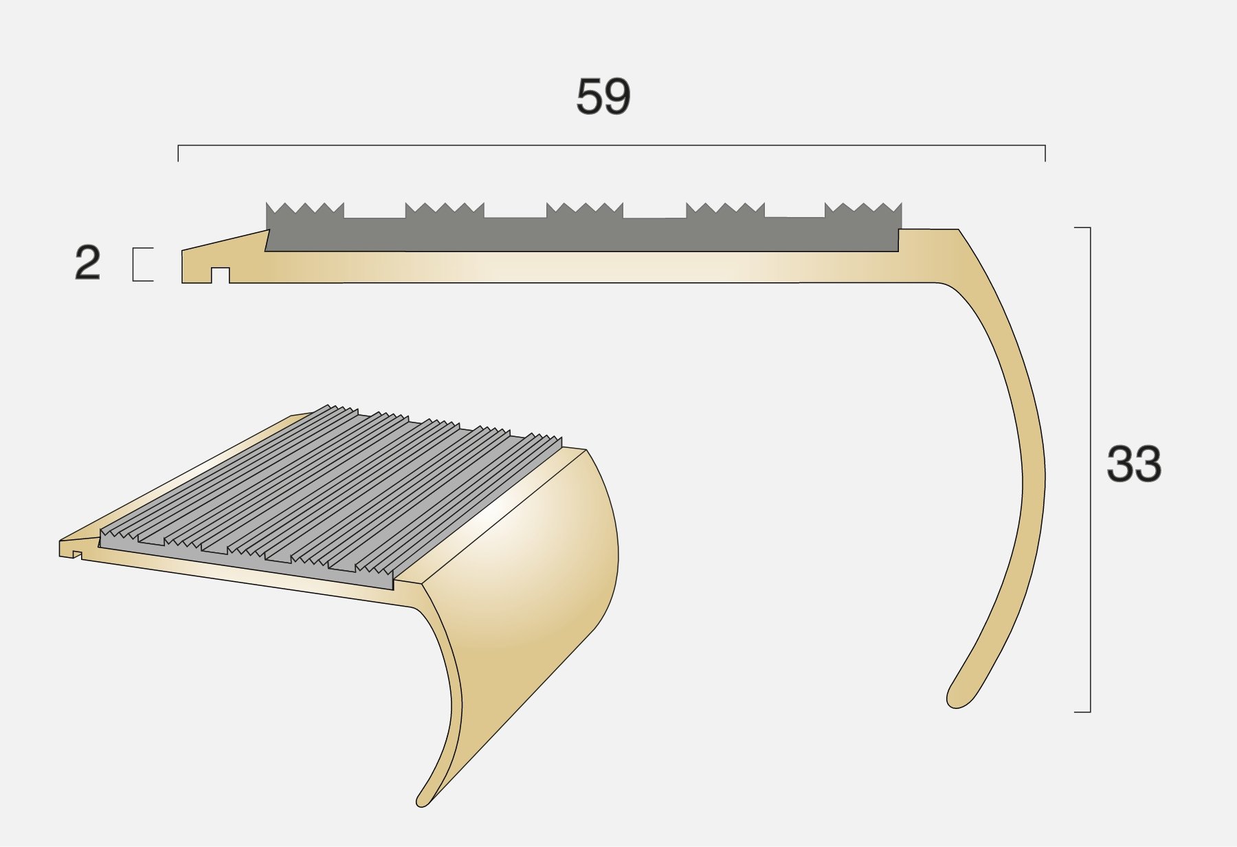 BN18 Bullnose Ramped Edge Stair Nosing