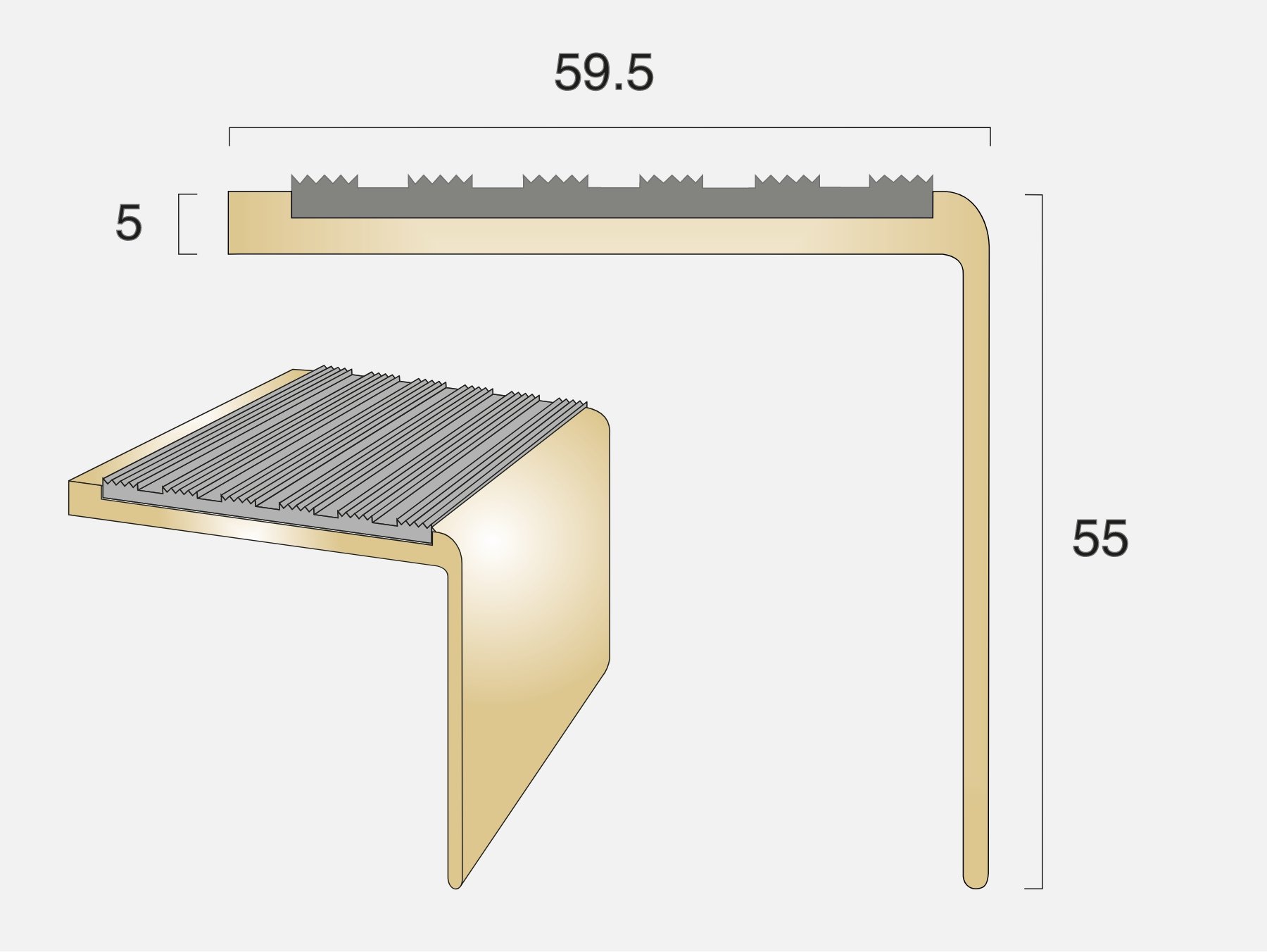 BN55 Square Back Infill Stair Nosing