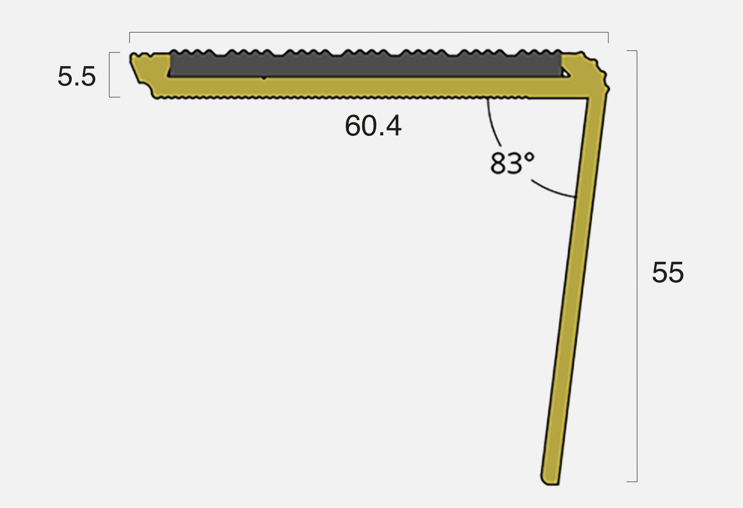 BT-F155R-S Rake Back Brass Stair Nosing with Inserts