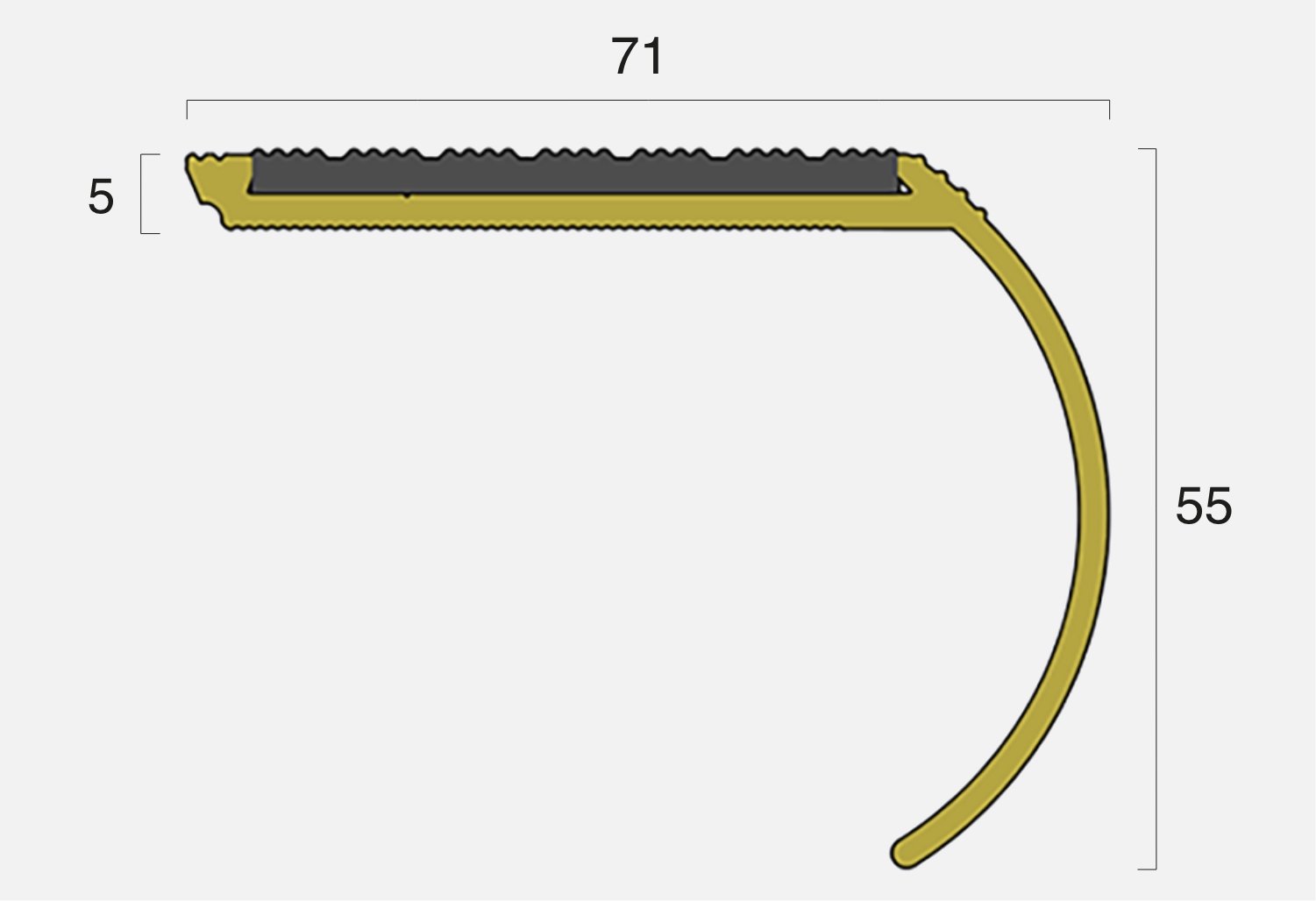 BT-F1B-S Bullnose Brass Stair Nosing with Inserts