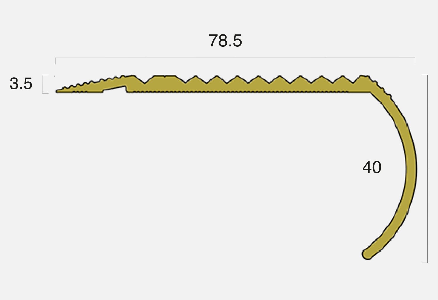 BT-A1B-S Brass Bullnose Ridged Ramped Stair Nosing
