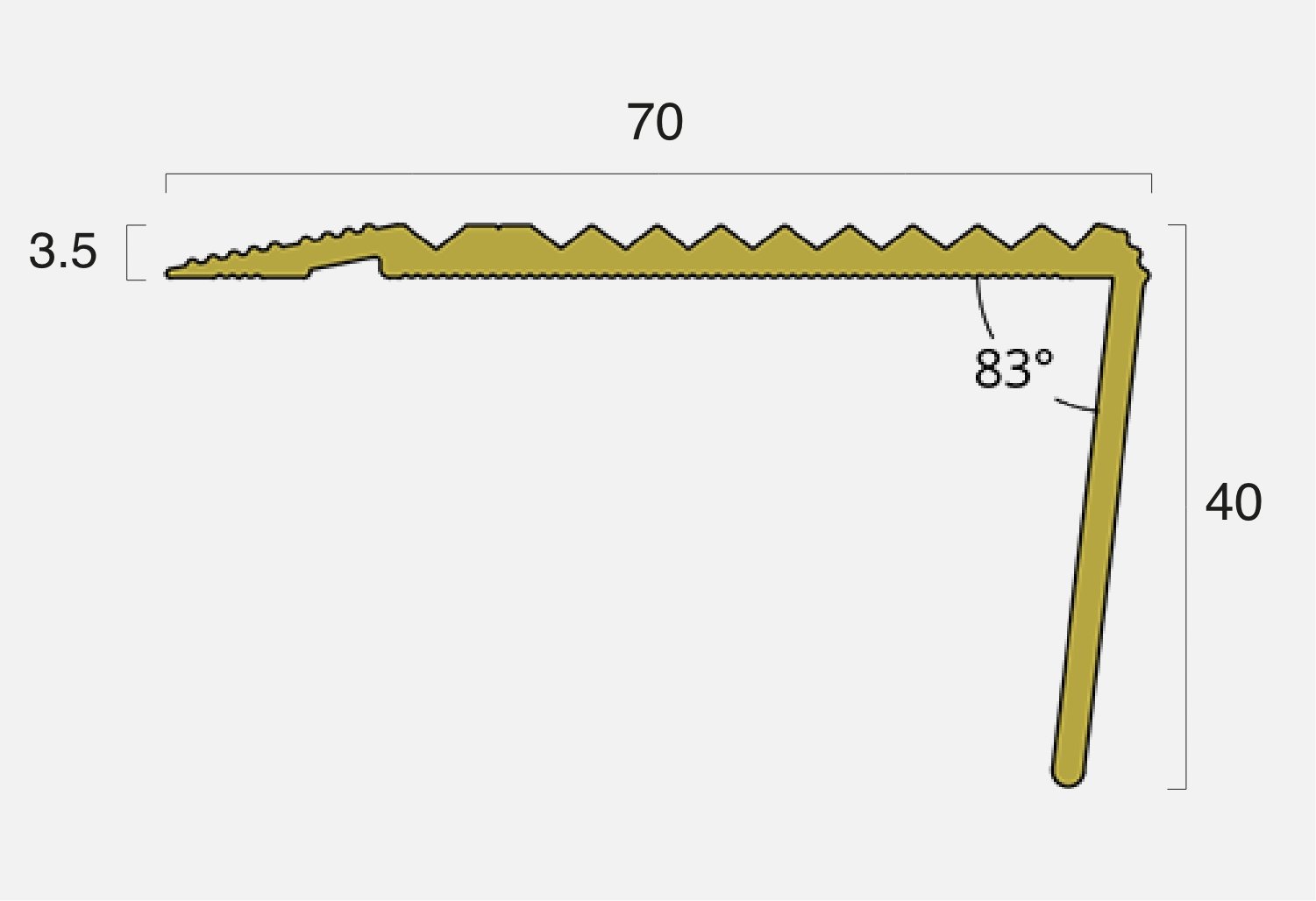 BT-A1R-S Brass Rake Back Ridged Ramped Stair Nosing