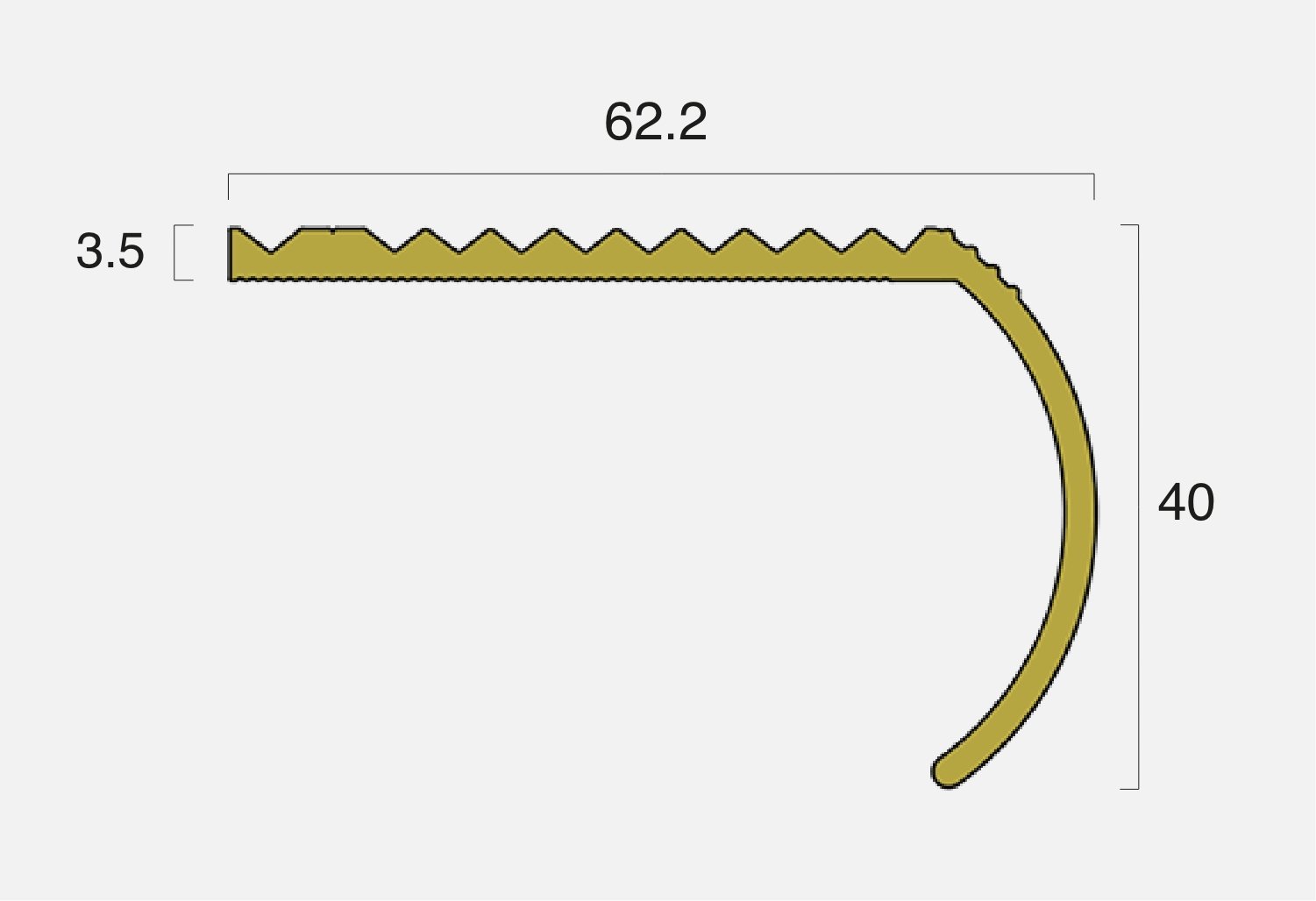 BT-L1B-S Bullnose Ridged Brass Stair Nosing
