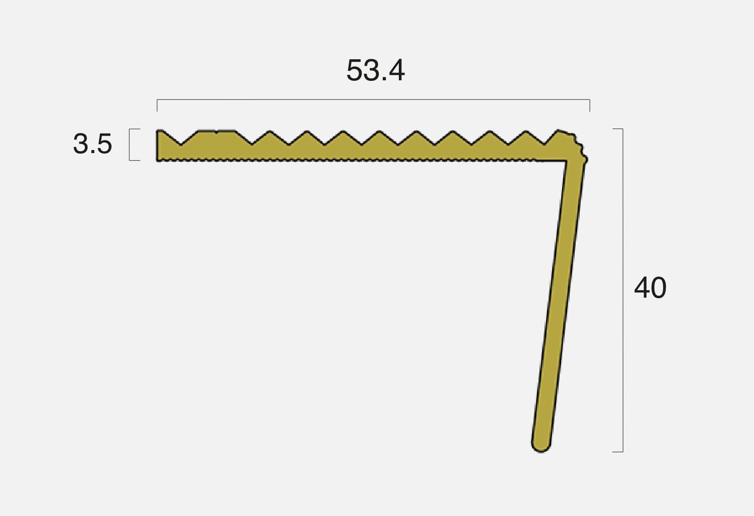 BT Rake Back Ridged Brass Stair Nosing