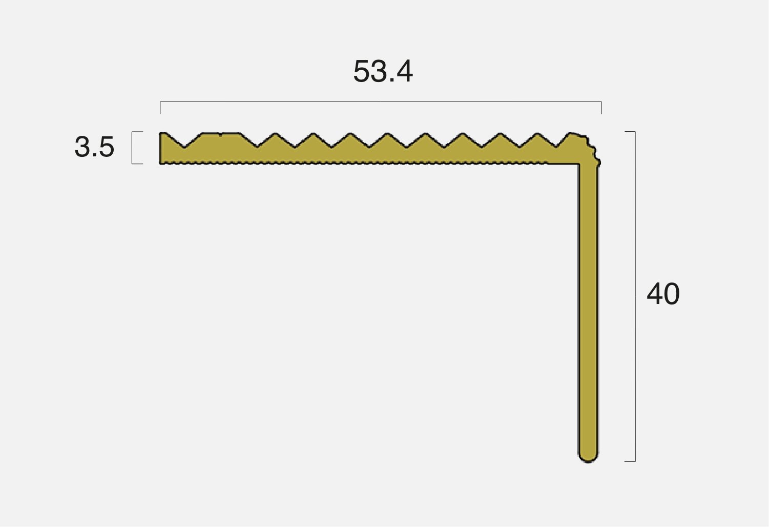 BT-L1-S Straight Back Ridged Brass Stair Nosing